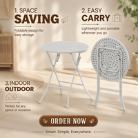 Table à manger pliante en plastique personnalisée pour balcon, résistante aux UV, empilable, petit mobilier de patio extérieur, finition mate, pour hôtel