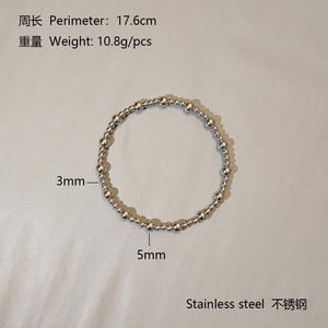 <span class=keywords><strong>Linsa</strong></span> Fashion 18K Chapado en oro Elasticidad ajustable Pulsera con cuentas de 5mm Nuevo accesorio hecho de acero inoxidable que no se decolora - Product Image 5