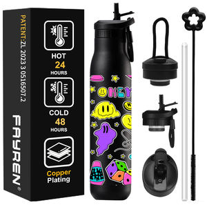 Sports Travel Stainless Steel Tumbler Double Vacuum Insulated Eco-Friendly <b>Large</b> Capacity Boiling Water Safe Water Bottle Straw - Product Image 1