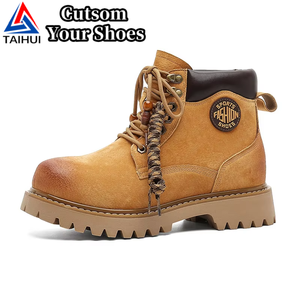 Chaussures pour hommes, bottes mi-mollet <span class=keywords><strong>d</strong></span>écontractées jaunes de style britannique, nouvelle collection <span class=keywords><strong>hiver</strong></span> 2025, chaussures de travail augmentant la taille - Product Image 1