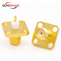 Conector de Antena SMA-KFD4 SMA de Cuatro Orificios con Cabeza de Brida, Longitud del Aislante 4 mm, Longitud del Conductor 3 mm
