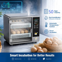 Incubateur automatique 50 œufs à double alimentation (AC220V/DC12V) avec écran tactile, retournement automatique, contrôle intelligent de la température et de l'humidité