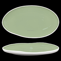 26 Ensembles de Vaisselle en Céramique Forme Galet, Service de Table en Porcelaine Verte, Assiettes Plates, Assiettes Creuses, Bols pour Restaurant et Mariage