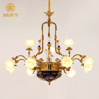 Yi-joeryutop — lampe suspendue en laiton et porcelaine, abat-jour, lustre à fleurs ou plafond, produit de luxe, style européen