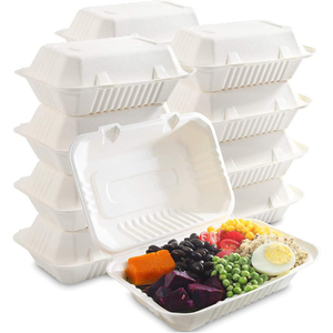 9*6" Sugarcane takeaway Lunch Boxes fast Food Container Biodegradable Packaging bagasse food container disposable biodegradable