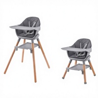 Chaise haute convertible 2-en-1 Pindel Handicraft moderne pour bébé, pieds en plastique et bois, siège de repas réglable pour tout-petit, écologique