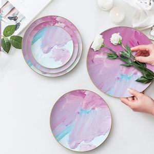 Service de table en céramique rose en gros, articles ménagers, assiettes en porcelaine osseuse pour mariage - Product Image 3