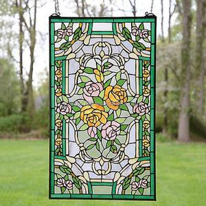 Panel de Vidrio Tiffany con Diseño de Rosas Estilo Rústico Personalizado, Cadena de Hierro, para Colgar en Pared y Ventana - Product Image 6
