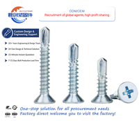 Blue and White Zinc Cross Recessed Drill Tail Screw, Flat Head Self-tapping Self-drilling Swallow Tail Screw, Drill Tail Screw