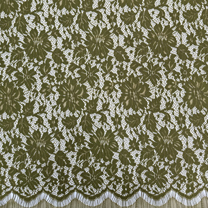 YY Hochwertiger Blumen-Nylon-Baumwollspitzenstoff Wimpern-Olivgrün Luxuriöser Französischer Spitzenstoff für Kleidung & Abendkleider - Product Image 4