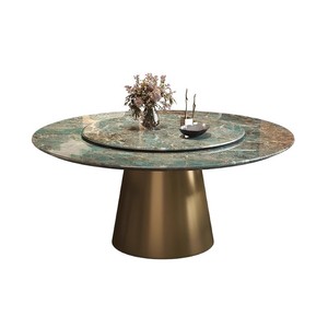 Table ronde en marbre vert <span class=keywords><strong>Amazon</strong></span> <span class=keywords><strong>de</strong></span> luxe italien sur mesure, acier inoxydable sur mesure pour villa <span class=keywords><strong>de</strong></span> luxe - Product Image 5