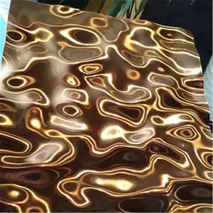 Tôles miroir en acier inoxydable 201 304 316 4x8 0,6 mm, motif vague d'eau estampé, panneaux muraux décoratifs découpés au laser - Product Image 2