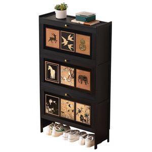 Vintage-style ultra-thin <b>shoe</b> cabinet, simple <b>storage</b>, small footprint, suitable for home, entryway, dormitory, and multi-level - Product Image 5