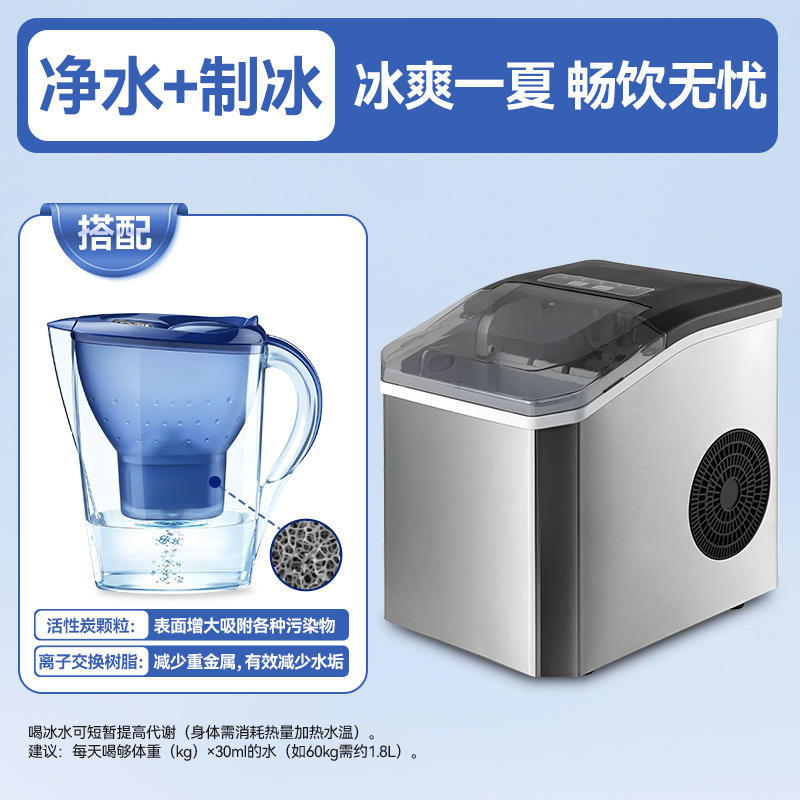 Pichet purificateur d'eau avec machine à glaçons (acier inoxydable)