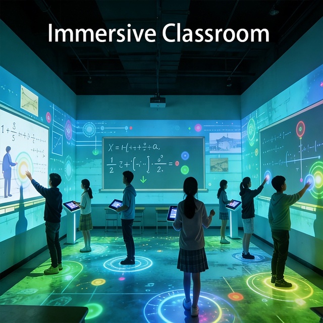3D Immersive Classroom With Projector Games for School Educational Android Interactive Projection Console for Students Learning
