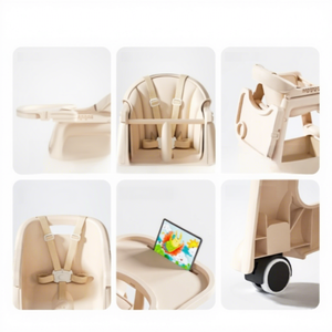 Chaise haute pour bébé en plastique de style KFC pour hôtel, <span class=keywords><strong>restaurant</strong></span>, usage commercial, réglable, avec ceinture de sécurité à cinq points, unisexe, vente en gros - Product Image 4