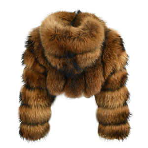 All'ingrosso giacca di <span class=keywords><strong>pelliccia</strong></span> morbida e calda e morbida con cappuccio e taglio personalizzato con Logo invernale di lusso in vera <span class=keywords><strong>pelliccia</strong></span> di procione da donna in <span class=keywords><strong>pelliccia</strong></span> di volpe naturale - Product Image 4