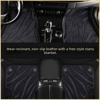 Nouveaux tapis de sol de voiture en cuir PU double couche sur mesure, effet ciel étoilé, épaisseur 15 mm, doublures de luxe en peluche, texture scintillante