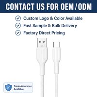 Kabel USB2.0 A ke Tipe C Pengisian Cepat 3A 480Mbps Sinkronisasi Data TPE Kilap Tinggi 1M Putih Kabel Charger Android OEM Grosir