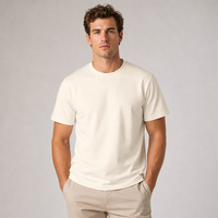 T-shirt décontracté pour homme avec logo personnalisé, coupe carrée, en jersey CVC, épaules tombantes, manches courtes, respirant, anti-boulochage, col rond, effet soie