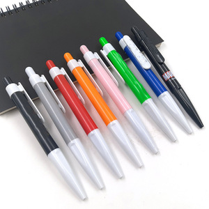 Stylo à bille rétractable en plastique noir et bleu personnalisé pour le bureau, la maison et l'école, vente en gros - Product Image 1