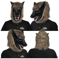 Masque de tête de loup réaliste en latex, costume animal pour Halloween, fête costumée, carnaval, spectacle sur scène