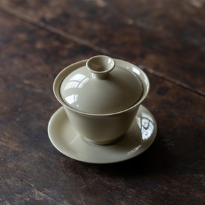 Wood Ash Three Element Gaiwan <b>Teacup</b> With Tray Heat Resistant Ceramic Household Tea Bowl For Afternoon Tea - Product Image 2