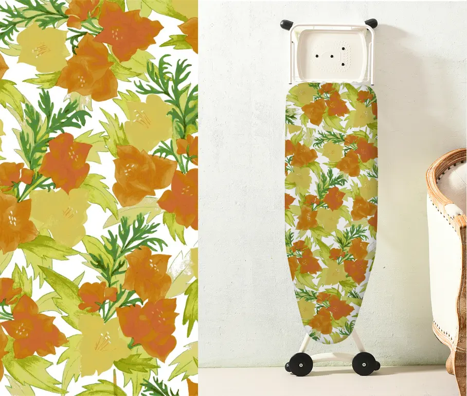 Cubierta de tela de tabla de planchar cubierta de tabla de planchar ajustable plegable floral