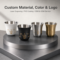 Tasse à café mini double paroi 2oz avec logo personnalisé, 100% contrôle qualité manuel, anti-brûlure, en acier inoxydable, service complet direct usine