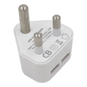 Adaptateur de chargeur USB sud-africain, de voyage, 2 ports Usb, 5V, 3,1 a, 1000ma, 2100ma