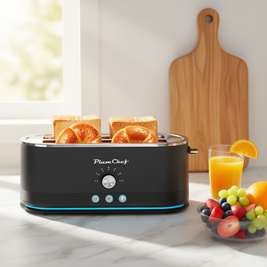 Grille-pain PlumChef 4 tranches 1350W en acier inoxydable, 7 niveaux de dorure, fonction décongélation et réchauffage - Product Image 2