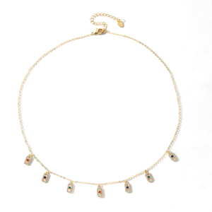 Collar de cadena con colgante de dijes rectangulares múltiples, delicado y moderno, con base de latón e incrustaciones de circonita cúbica de colores, venta al por mayor - Product Image 5