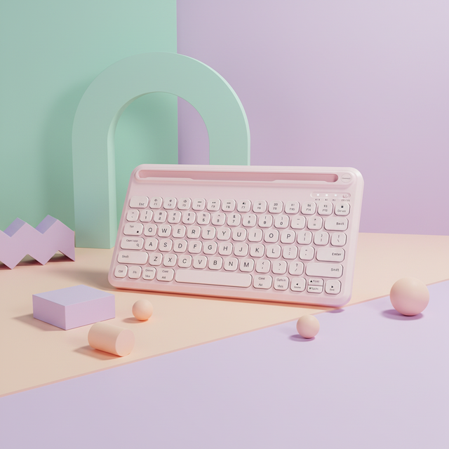 New Wireless Scissor Switch Keyboard with Card Slot Bracket No Touchpad for Mobile Phone and Tablet Built-in Stand/Slot