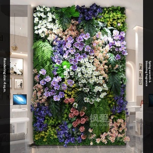 Mur végétal artificiel en plastique 3D, plantes vertes bioniques, fond de scène, fausses fleurs, combinaison paysagère, décoration intérieure - Product Image 6