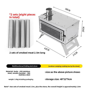 <span class=keywords><strong>Stufa</strong></span> a Carbone in Acciaio Inox per Esterni con Finestra in Vetro - <span class=keywords><strong>Stufa</strong></span> Pieghevole Multifunzione per Riscaldamento e Barbecue - Product Image 3