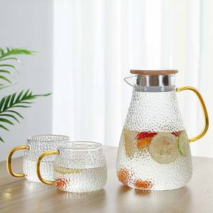 Offre Spéciale verre à haute teneur en borosilicate acier thé Infusion de fruits filtre à eau pichet pichets <span class=keywords><strong>Carafe</strong></span> décanteur avec couvercle en bambou - Product Image 4