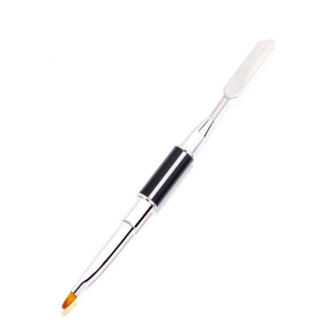 Pousse-ongles et brosse à gel 2-en-1 en acier inoxydable, outil de manucure en métal et nylon pour nail art - Product Image 2