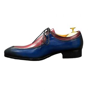 Chaussures habillées décontractées en cuir populaires pour hommes - Chaussures Derby multicolores, basses, à lacets, pour tenue formelle - Product Image 5