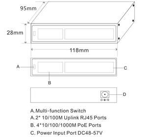 Switch PoE 4 port terlaris 100M dengan 2 uplink RJ45, jarak jauh 250 meter - Product Image 6