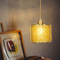 Lustre LED en cristal français tout en cuivre doré 50 cm, luminaire moderne et minimaliste pour couloir, entrée, escalier, hall, balcon