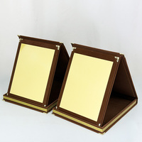 Plaque de certification en bois avec impression personnalisée, velours brun, plaque plaquée aluminium doré MH-T228