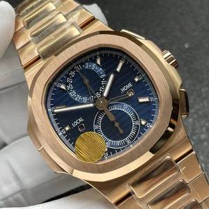 Montre de sport de luxe pour homme de haute qualité 5990, cadran bleu, double fuseau horaire, mécanique, adaptée aux voyages d'affaires - Product Image 2