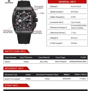 Montre à quartz NAVIFORCE pour homme, design doré, grand cadran multifonction, étanche, décontractée, cadeau pour homme - Product Image 6