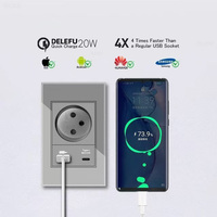 Verre trempé gris norme israélienne USB Type-C charge rapide prise murale interrupteur de lumière satellite TV téléphone CAT5 CAT6