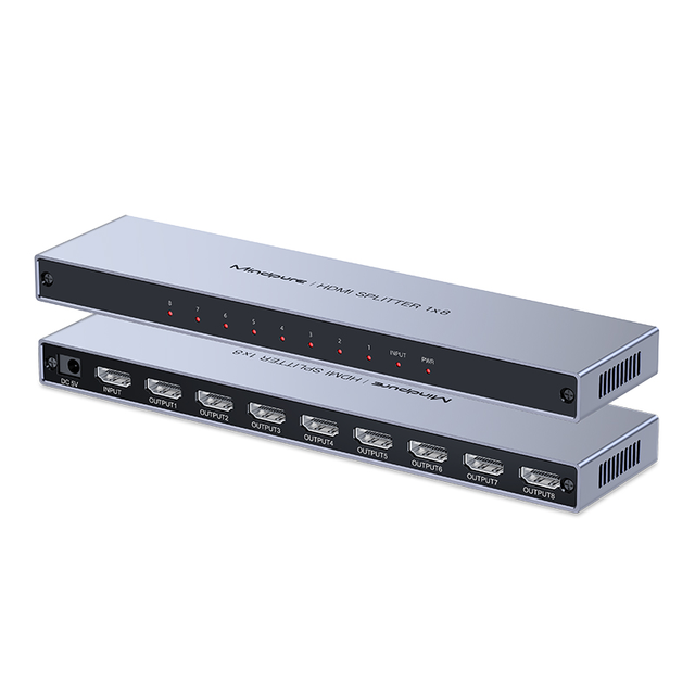 Mindpure 1x8 HDMI Splitter 1 in 8 Out 4K 30Hz 3D HDCP 2.2 Distribution Amplifier Duplicator Mirror Screen for Monitor Projector