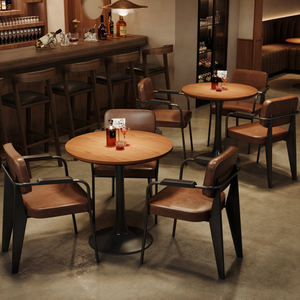 2025 américain rétro en bois massif Bistro Table chaise combinaison Amérique Style cafés Bars Restaurants ensemble de meubles - Product Image 4