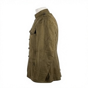 Veste Tunique Uniforme Homme Style Vintage en Laine Enduite à Col Montant Couleur Unie Boutonnée Manches Longues pour Tenue d'Extérieur - Product Image 3