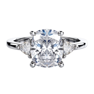 Anillo de compromiso clásico de plata 925 con baño de rodio y moissanita de corte cojín para mujer, joyería fina de moda - Product Image 1