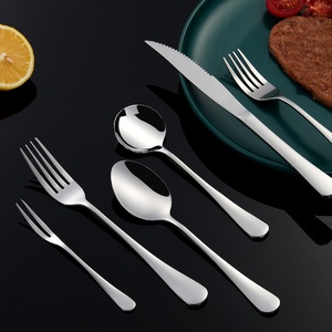 Ensemble de couverts en acier inoxydable 304, poli miroir, couteau, fourchette, cuillère, compatible lave-vaisselle, pour restaurant, mariage, fête, ustensiles de table - Product Image 1