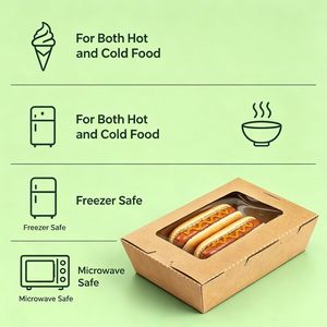 Contenants à emporter en papier kraft jetables personnalisés, boîte à lunch en papier pour la restauration rapide avec fenêtre - Product Image 2